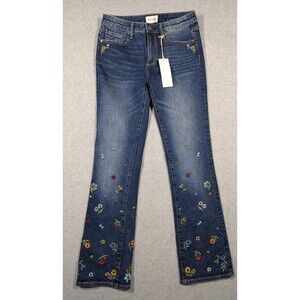 Driftwood Women Jeans Size 4x31 NWT Kelly Floral Embroidered Beaded Boot Hi Rise